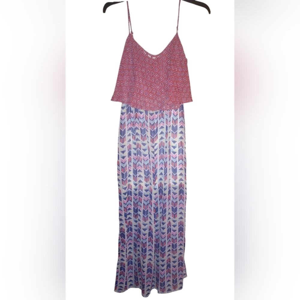 Accidentally In Love Red and Purple Patterned Maxi Dress